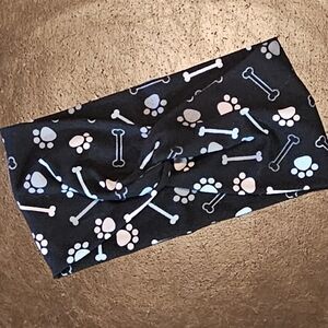 Black Dog Bone and Paw Print Headband